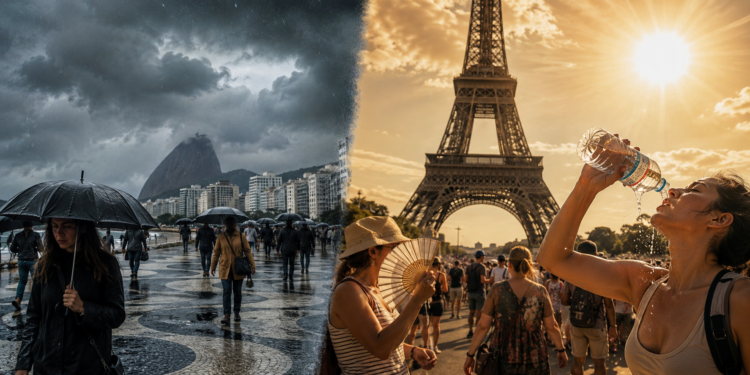 Onda de calor na Europa provoca fechamento de escolas, mudanças no turismo e alertas máximos em cidades italianas.