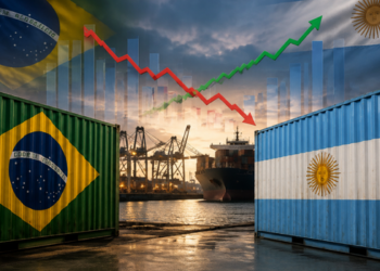 Brasil reduz exportações para a Argentina no primeiro semestre de 2026, enquanto as importações do país vizinho avançam.