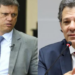 Pesquisa Datafolha mostra Tarcísio de Freitas na liderança para o governo de São Paulo em 2026, com 46%, seguido por Fernando Haddad, com 30%.
