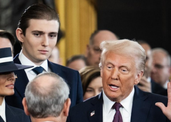 Barron Trump durante as cerimônias da posse presidencial de Donald Trump, em Washington, em janeiro de 2025.