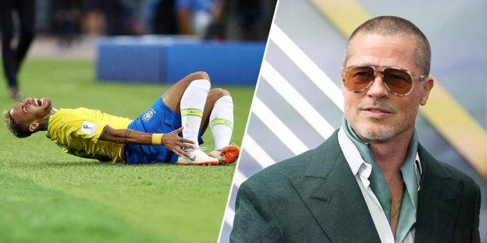 Brad Pitt brinca com Neymar durante entrevista à Esquire e ironiza a atuação do jogador em lances de faltas no futebol.