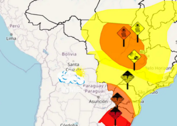 Inmet mantém seis alertas meteorológicos para 17 estados e o Distrito Federal, com previsão de tempestades, ventos fortes, granizo e baixa umidade até sexta-feira.
