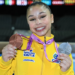 Flávia Saraiva conquista a medalha de ouro nas paralelas assimétricas na Copa do Mundo de Ginástica Artística, disputada na Hungria.