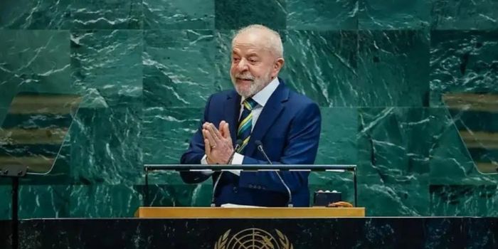 Presidente Luiz Inácio Lula da Silva discursa na 81ª Assembleia Geral da ONU, em Nova York, nesta terça-feira (22).