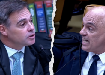 Alexandre de Moraes e André Mendonça protagonizaram um confronto durante sessão do STF que analisa informações ligadas a Daniel Vorcaro.