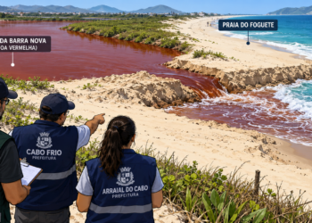 Inea e prefeituras investigam a abertura de um canal entre a Lagoa da Barra Nova e o mar, na Praia do Foguete, entre Cabo Frio e Arraial do Cabo.