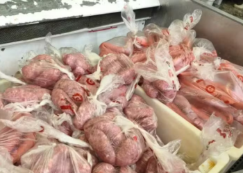 Vigilância Sanitária descarta 60 quilos de alimentos vencidos em supermercado de Cabo Frio após denúncia de barata sobre produtos. Estabelecimento foi advertido.