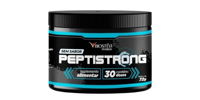 Suplemento Peptistrong, da Biostevi Pharma, teve fabricação, venda e uso suspensos pela Anvisa, que determinou o recolhimento de todos os lotes.